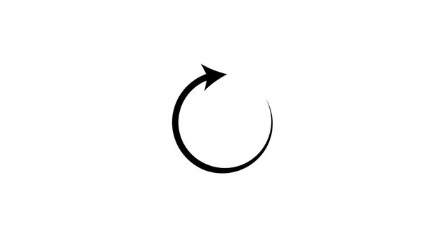 Circular arrow loading animation rotates clockwise on white background, refresh or reload concept.
