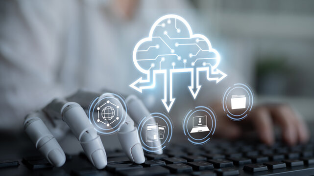 AI artificial intelligence optimizes cloud infrastructure with virtual assistants and intelligent automation, improving scalability, security, and digital business continuity. Latch