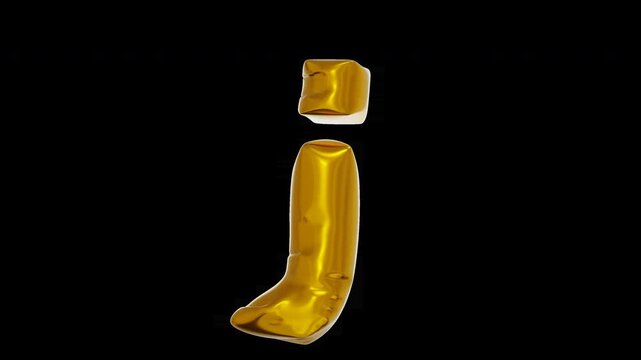 3D Golden Balloon Letter J Lowercase Animation