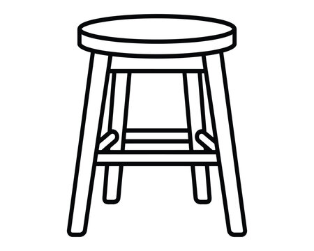 Wooden stool with three legs for seating in home or cafe