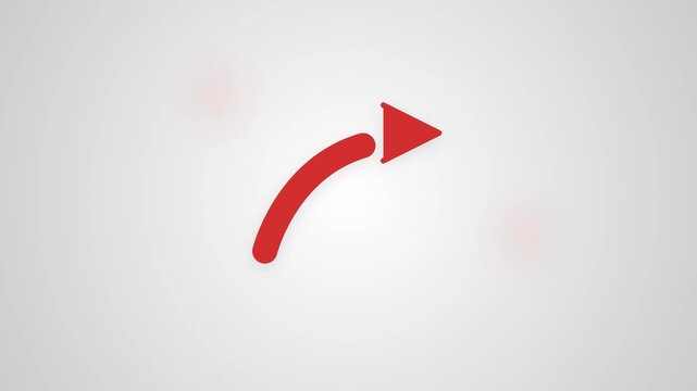 Minimalist red arrow animation moving on a clean light gray