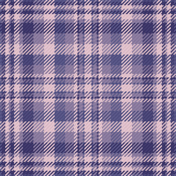 Coloured textile seamless texture, calm plaid pattern vector. Overlay tartan background fabric check in indigo and pastel colors.