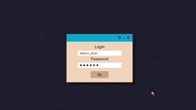 Computer Login Password Entry Animation Featuring Digital User Authentication Window For Secure Web Application Security And Software Access Sign In