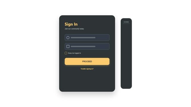 Animated Dark Mode Sign In Form Interface for Web and Mobile Applications with Minimalist Design and 4K Resolution Footage