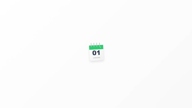 Minimalist digital calendar icon showing January first