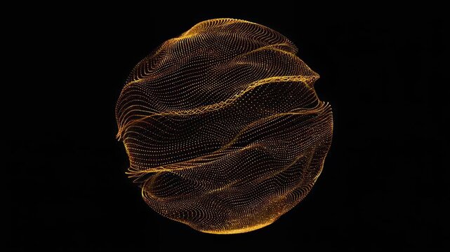 Golden Wave Particle Sphere Rotating 4K