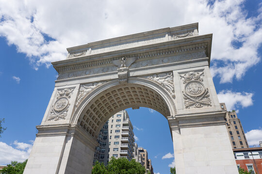 New York, NY June 26,206: Iconic Marble Washington Square Arch Located in Washington Square Park within the Greenwich Village Neighborhood of New York City
