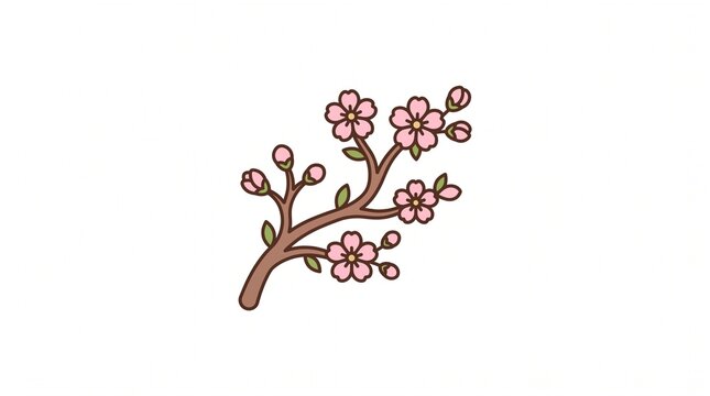 cherry blossom branch vector icon