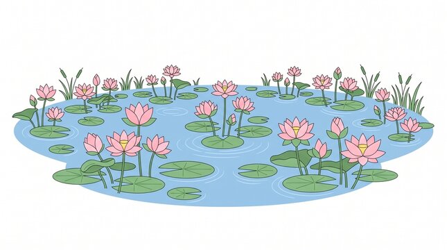lotus flowers in calm pond