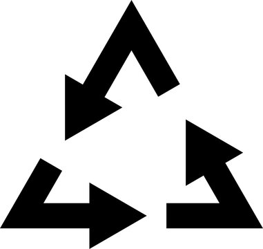 Triangular Recycle Icon Outline Three Arrows Loop Symbol for Ecology and Reuse Isolated on Transparent Background