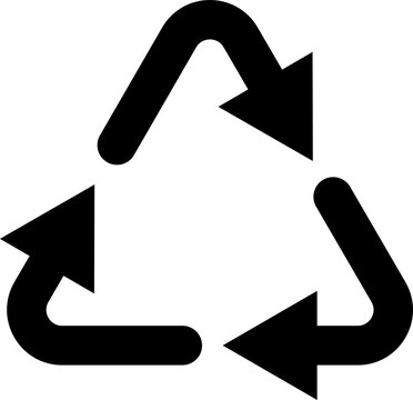 Recycle Symbol Three Arrows Triangle Sign Icon for Recycling Reuse Environment Isolated on Transparent Background