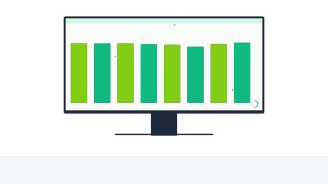 Flat-Design-Animated-Bar-Chart-Displaying-Business-Data-Growth-On-Monitor-Screen