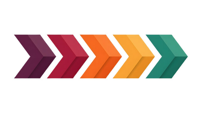Colorful chevron arrow process diagram isolated on transparent background
