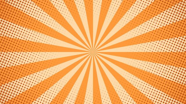 Retro Sunburst Pattern with Halftone Dots Transitioning to a Smooth Gradient Background