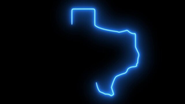 Glowing texas state map outline icon for US geography, travel, and location
