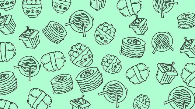seamless pattern food doodles video animation 