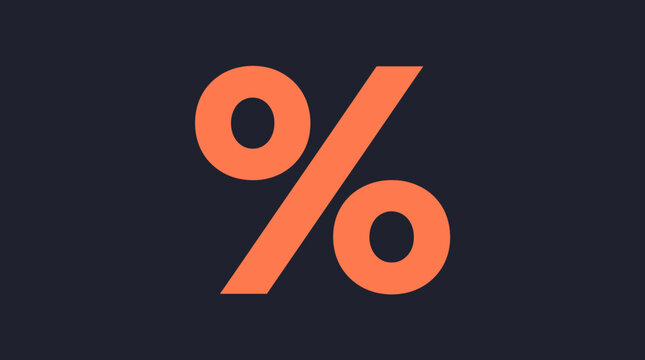 Percentage symbol rendered in bright orange against a dark grey rectangular background.