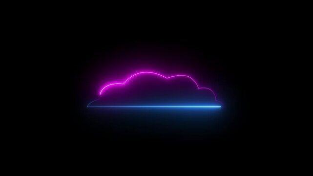 neon cloud silhouette icon for weather forecast, cloud storage, and computing
