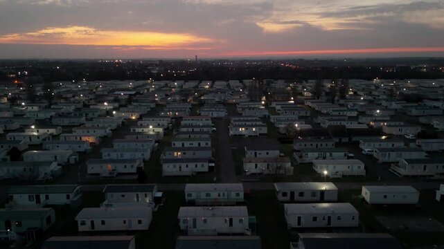 Dusk settles over coastal town