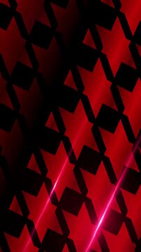 Rotating geometric houndstooth background with bold red and black colors spinning in a seamless loop
