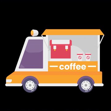 coffee car moving animation loop video 4k transparent background use for cartoon animation, motion graphic asset element compatible alpha channel