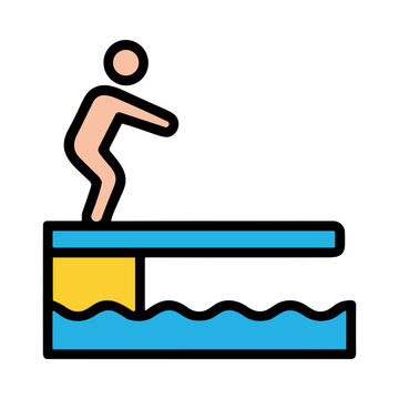 Person Jumping Off a Diving Board Into a Pool on a Sunny Day