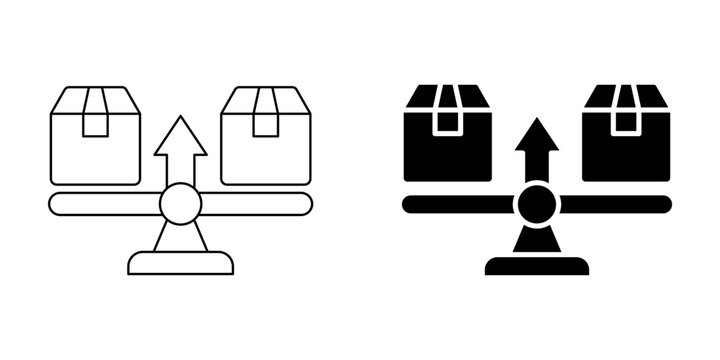 Product compare scale icon for e-commerce price evaluation analytics, line and silhouette