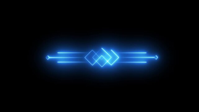 neon divider line icon with geometric rhombus ornaments for web separator, section breaker, decorative border, and futuristic
