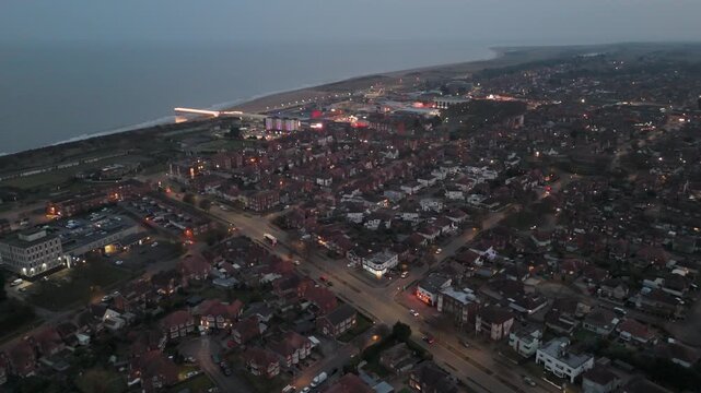 Dusk settles over coastal town