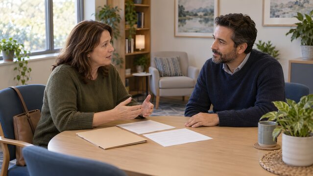 Family caregiver discussing practical support with an adviser