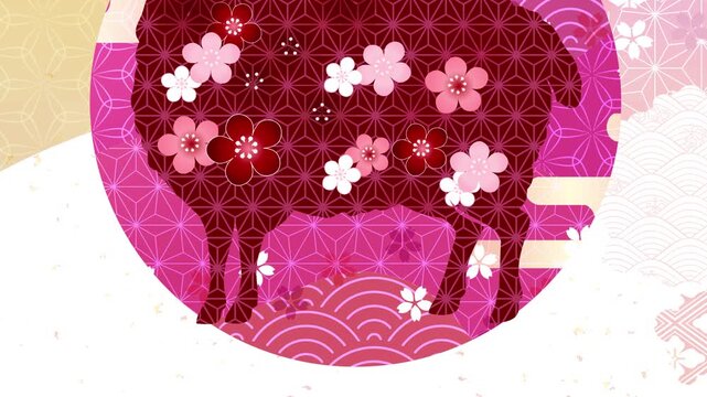 Stylized Sheep with Traditional Japanese Patterns 4K