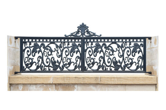 Metal fence in a stone frame
