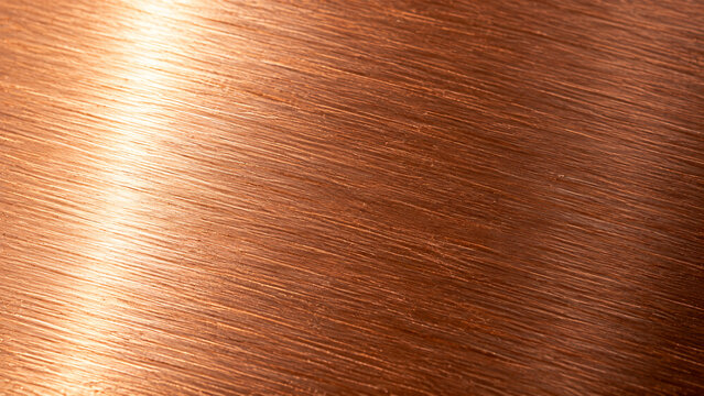 Brushed Copper Metal Surface with Fine Hairline Texture