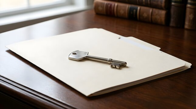 Safe deposit key and legal folder for inheritance planning
