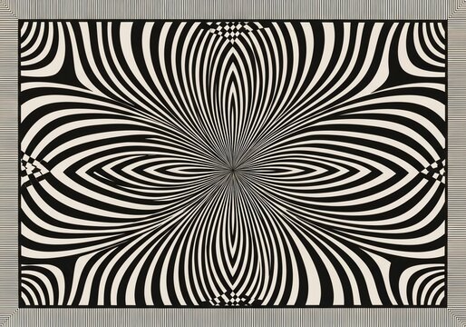 Abstract black and white hypnotic pattern with wavy lines