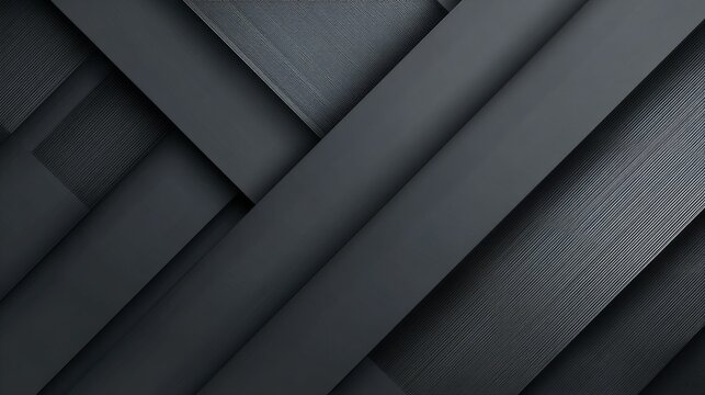 Dark carbon gray abstract geometric background with layered rectangular surfaces, sharp corners, stripes and lines, monochrome modern minimal design, elegant stylish texture, contemporary top view bac