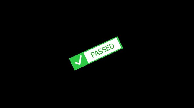 Passed rubber stamp animation. Passed Stamp textured bold text motion. Up to down stamp zooming and hit effect 4k video.