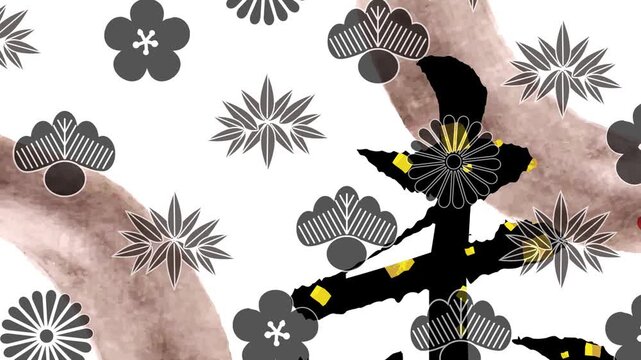 Traditional Japanese Style Floral Graphic 4K