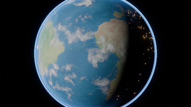 Earth with clouds slowly rotating in space seamless loop