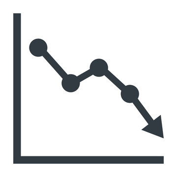 Declining graph with downward trend arrow