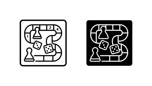 Board game path with pawns and dice for logo