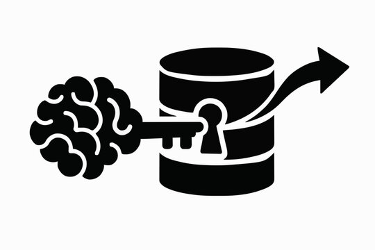 Brain Key Unlocking Memory Vault Flat Vector Icon