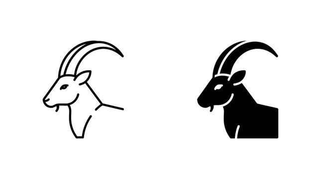 Goat icon, ram icon, ibex icon isolated on transparent background