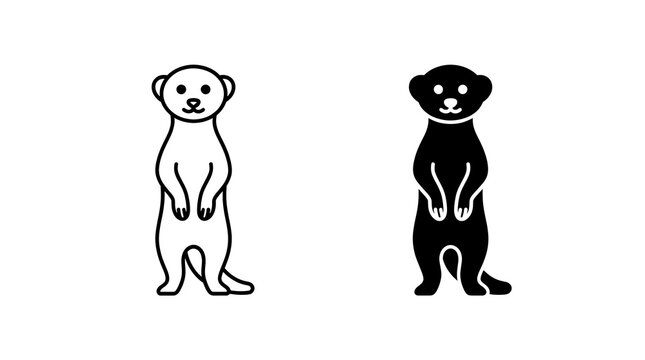 Meerkat icon, mongoose icon pair standing side-by-side isolated on transparent background