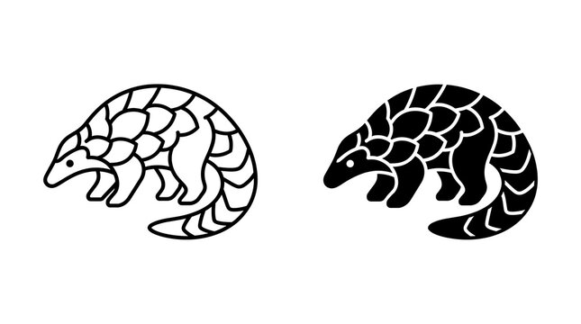 Armadillo icon, pangolin icon, armored mammal icon, isolated on transparent background