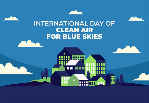 International Day of Clean Air for Blue Skies campaign horizontal web banner illustration template
