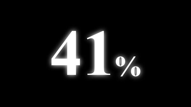 Abstract 41 percent animation on black background. percent with a transparent background. Perfect for video overlays, Rendered in high quality.