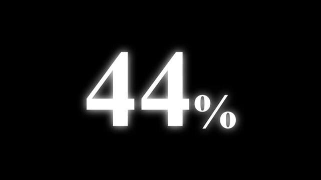 Abstract 44 percent animation on black background. percent with a transparent background. Perfect for video overlays, Rendered in high quality.