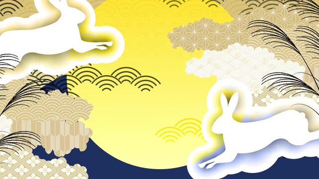 Rabbits Leaping Before the Full Moon 4K