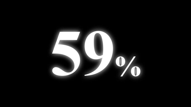 Abstract 59 percent animation on black background. percent with a transparent background. Perfect for video overlays, Rendered in high quality.